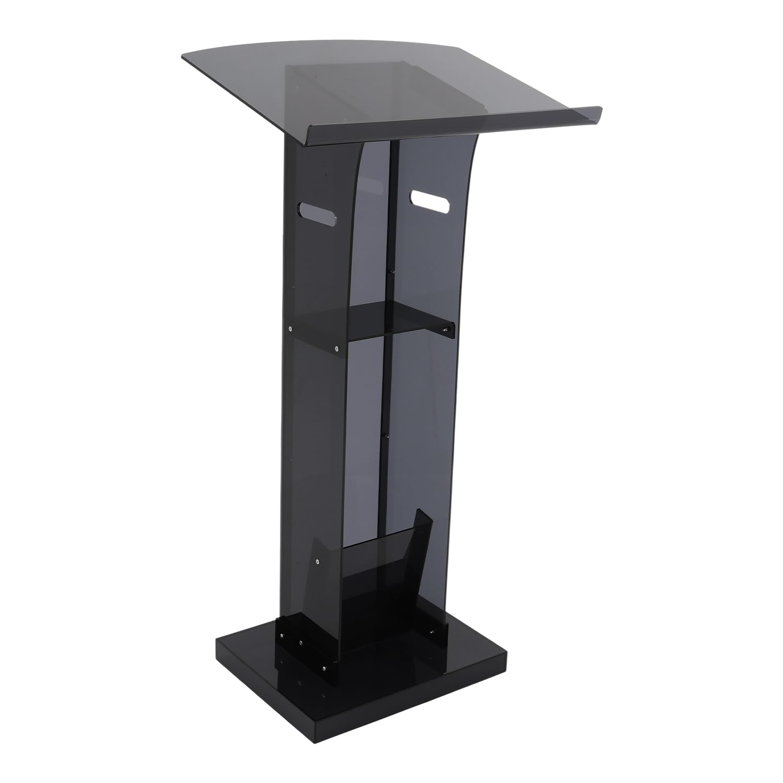 Acryl-Podium Rednerpult Transparent, Stabiler Stehpult mit breiter Lesefläche & Ablagefach, Podium-Ständer für Kirche, Schule, Büro, Hochzeiten und Konferenzen