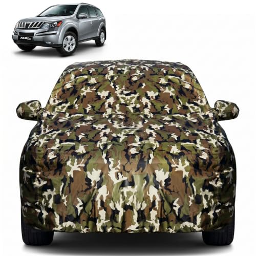 Image of Pivalo Car Body Cover for XUV500 All Model & Years (2011-2021) 100% Waterproof with Mirror Pockets, Triple Stitched Dustproof Heat Resistant UV Protection (Military /Jungle /Camouflage)