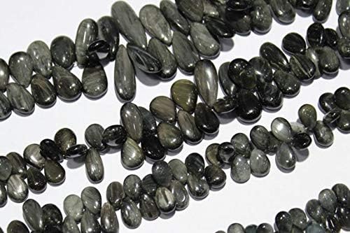 Black Cats Eye Pear Plain Beads Plain Beads Briolette Size 8to11mm Approx, 9" Inches Full Strand Wholesale Price