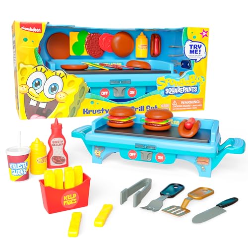 Spongebob Squarepants Kids Grill Playset - Toy Kitchen Sets with Cooking Toys, Kitchen Playset for Kids Ages 6-10, and Pretend Play Kitchen