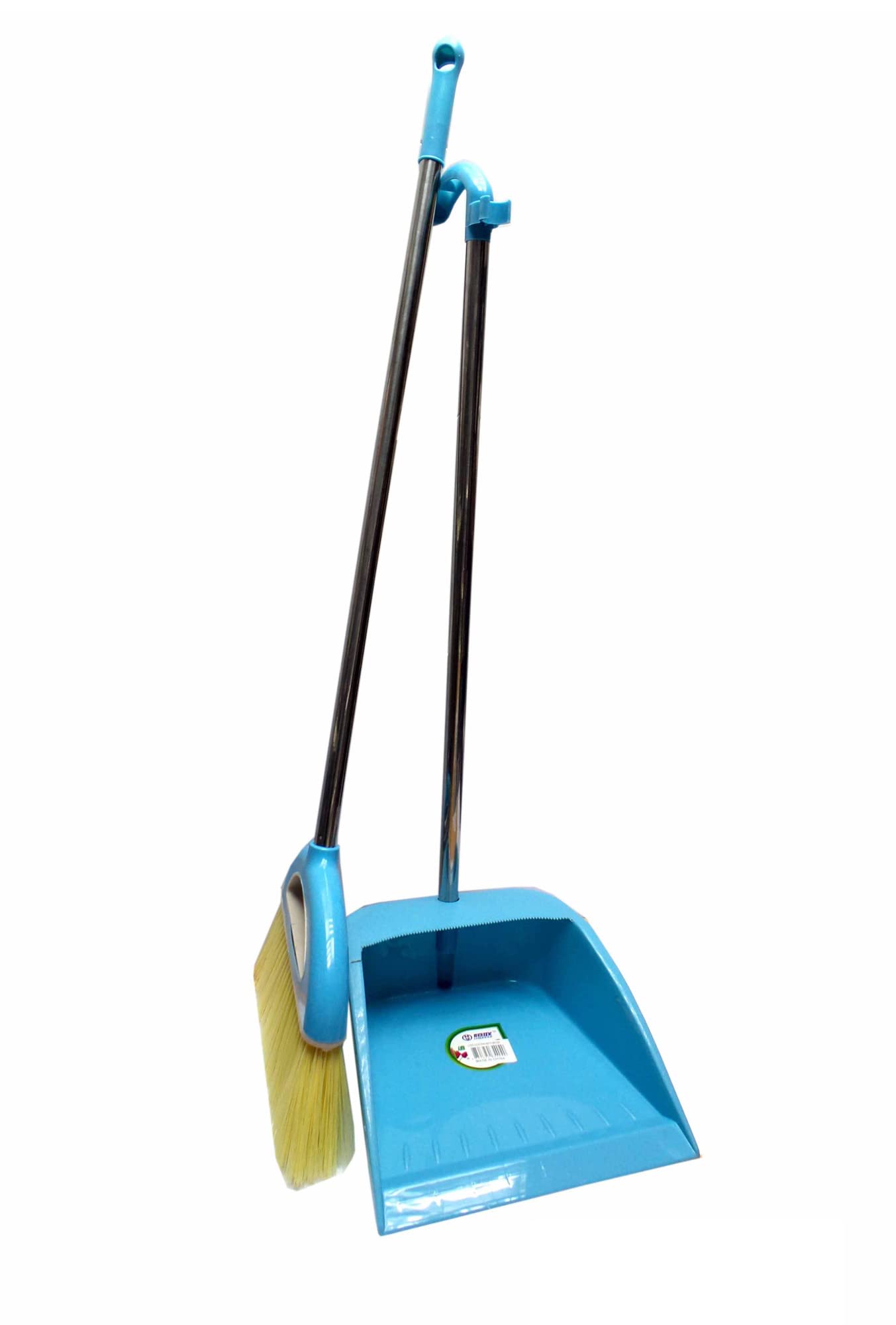 feelings Long Handle Dust Pan with Broom, Blue