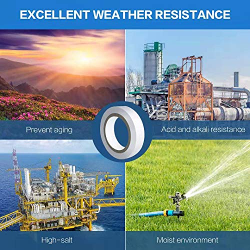 Wapodeai 3Pcs White Electrical Tape, Premium White Waterproof Tape, Flame Retardant Indoor Outdoor High Temperature Resistance Electric Tape, 0.62 In X 49 Ft #TOP3