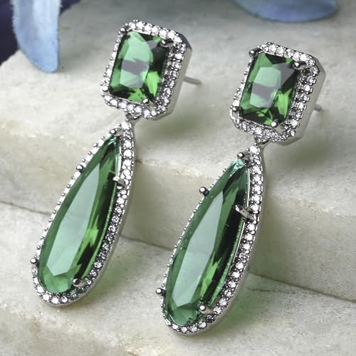 Teardrop Shaped Drop Earrings with American Diamond Studding