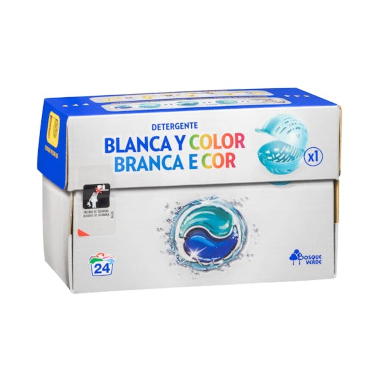 Detergente en cápsulas para ropa blanca y colorida, paquete de 4