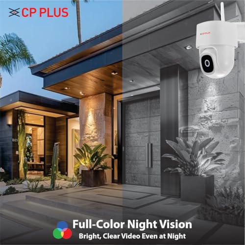 Image of CP PLUS 4MP Quad HD Wi-Fi CCTV Camera for Outdoor | 360 Pan & Tilt | Full-Color Night Vision | CTC Cyber Secure Tech | Smart Detection Suite | View & Talk | OK Google | Cloud Recording | CP-Z45Q