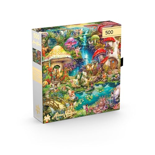 Buffalo Games - Merry Mushroom Village Picnic - Rompecabezas de 500 Piezas | Tamaño terminado 15 x 21.25 pulg, incluye póster, tablero reciclado, ideal para regalo y enmarcar miniatura 3