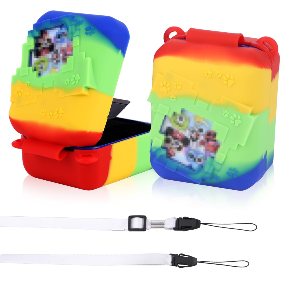 Gencokok Silicone Cover Case for Bitzee Disney Interactive Toy Digital Pet and Case, Protective Cover Skin Sleeve with Lanyard, Rainbow Bitzee Sleeve Virtual Electronic Pets Accessories