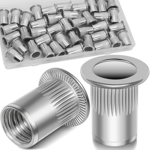 Image of 40Pcs M8 Rivet Nuts, 304 Stainless Steel Flat Head Rivnut Threaded Insert Nutsert