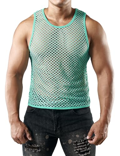 Image of JOGAL Men's Mesh Fishnet Fitted Sleeveless Muscle Top