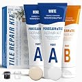 Tile Repair Kit - (Beige/White Kit) Ceramic Floor Tile Repair Kit - Super Strong Porcelain Tile Filler - Fix Cracks, Chips, Holes Fast. for Ceramic Tile, Porcelain, Acrylic, Fiberglass, Enamel.