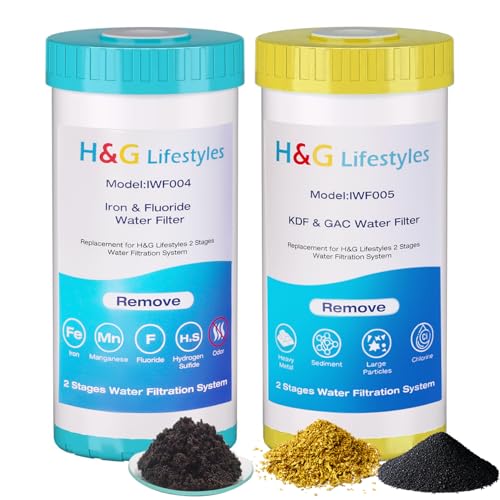 H&amp;G Lifestyles Whole House Iron Filter for Well Water,GAC KDF Water Filer Cartridge,Reduce Iron Manganese Fluoride, Chlorine Odor Heavy Metal Lead, Replacement for Any 10" x 4.5" Water Filter System