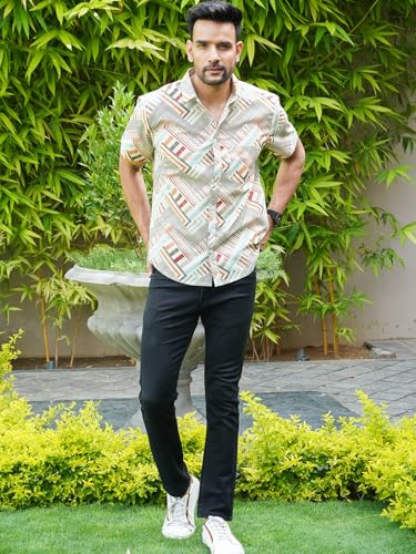 Image of Men's Multicolor Cotton Checked Casual Printed Shirt