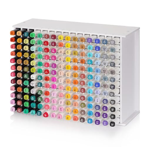 Image of Loghot Marker Storage Organizer Marker Holder 180 Slots Marker Organizer for Desk with Removable Divider Art Marker Rack to Storage Markers Pens Colored Pencils Art Supply (White 180 holes)