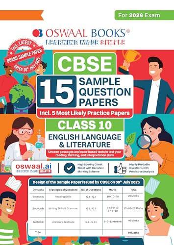 Oswaal CBSE 15 Sample Question Papers Class 10 English Language &...