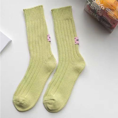 Image of Benefeet Sox Crew Socks for Women Retro Cotton Ribbed Knit Casual Socks Solid Color Athletic Sock