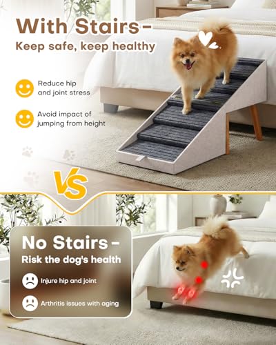Image of Split Ottoman Dog Ramp for Bed and Couch, 21.06 inch H Non Slip Dog Stairs