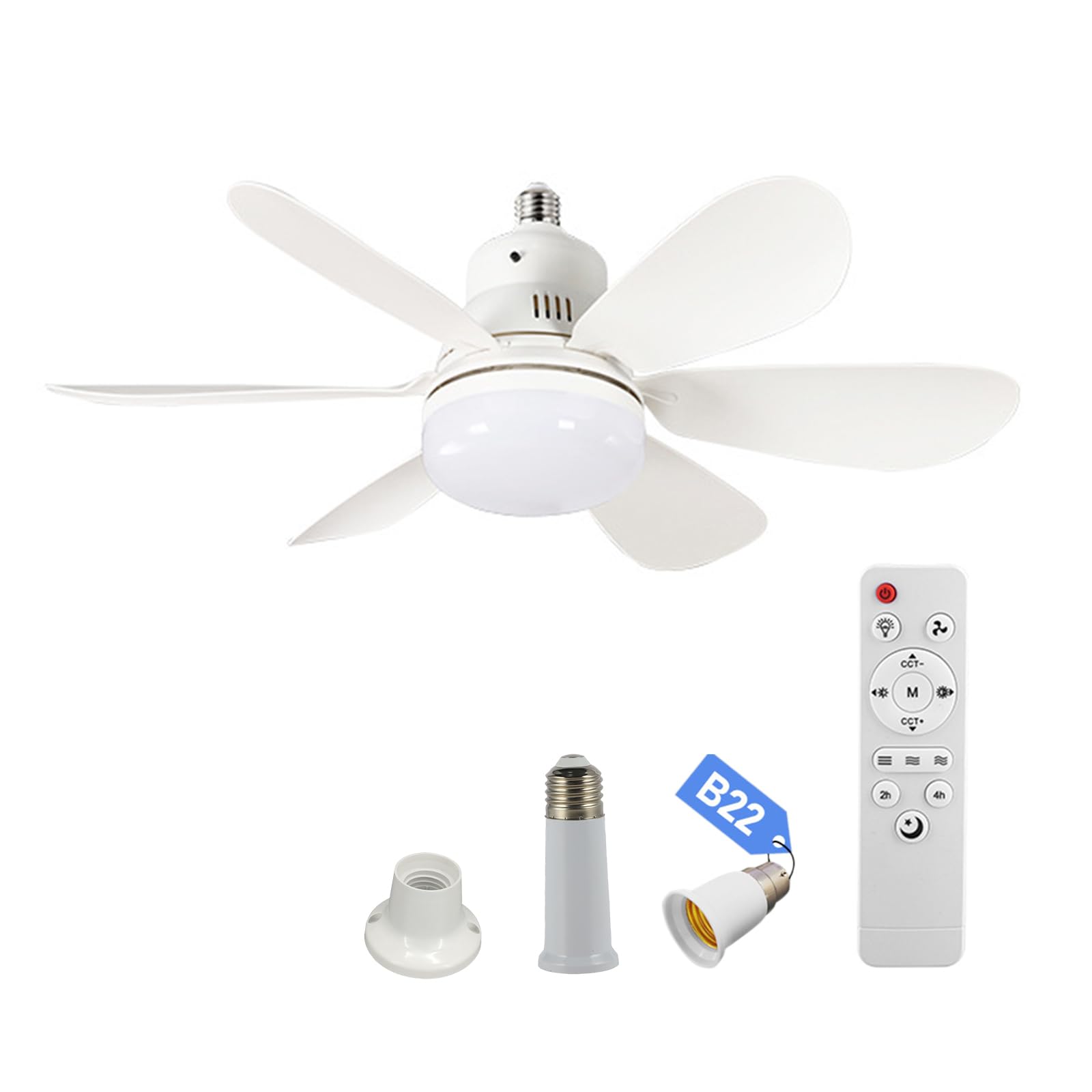 Small Ceiling Fan with Light and Remote, 40W 200 to 2000LM LED Breeze Fan Light, 3 Colour Temperature Adjustable for Living Room Study Home Household Use