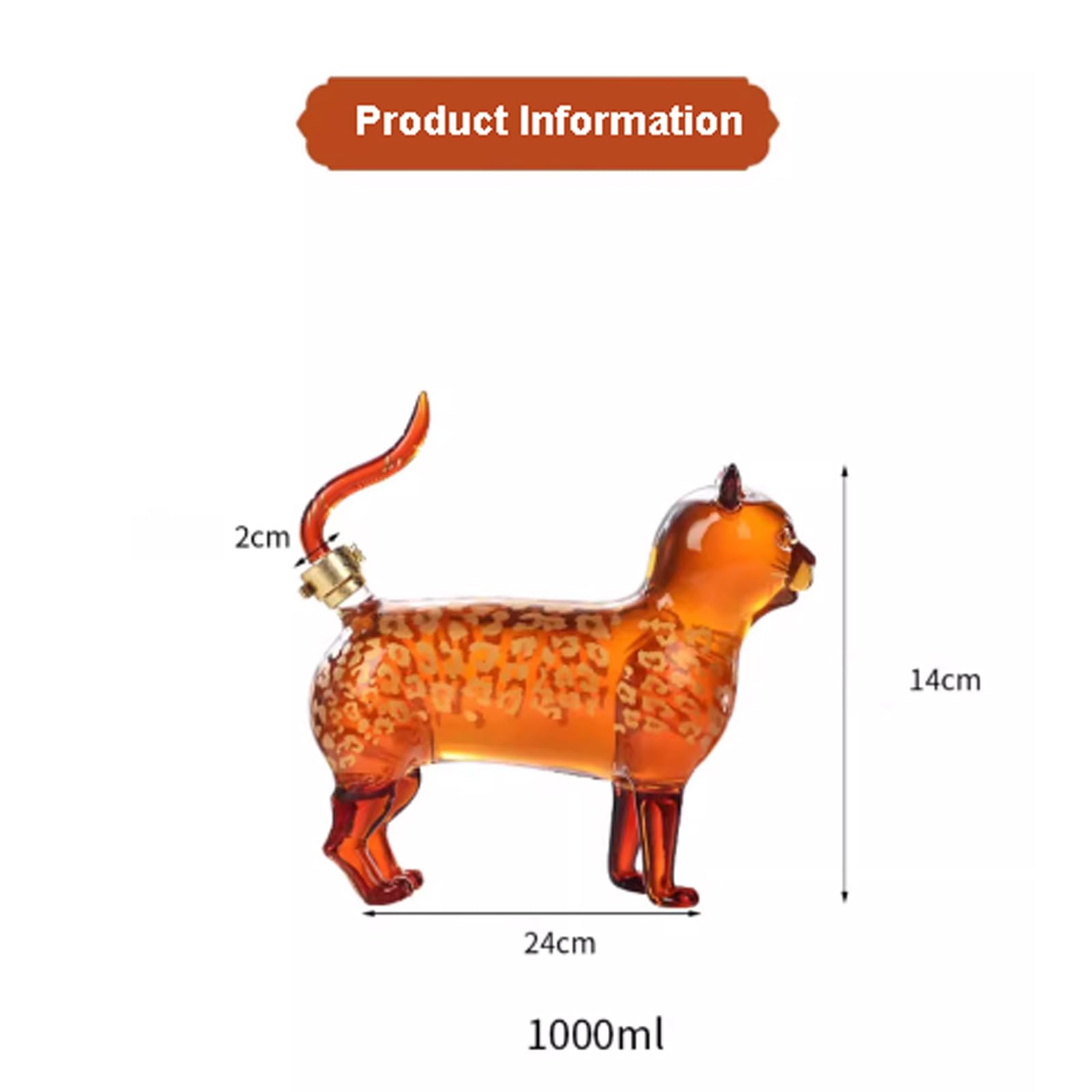 Decantador de licor animales vidrio transparente con cerradura dorada, botella vino vacía recargable 1000 ml, dispensador alcohol creativo for vodka, whisky escocés, jarra,Decantador
