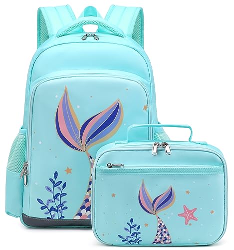 JIANYA Mermaid School Backpack Set