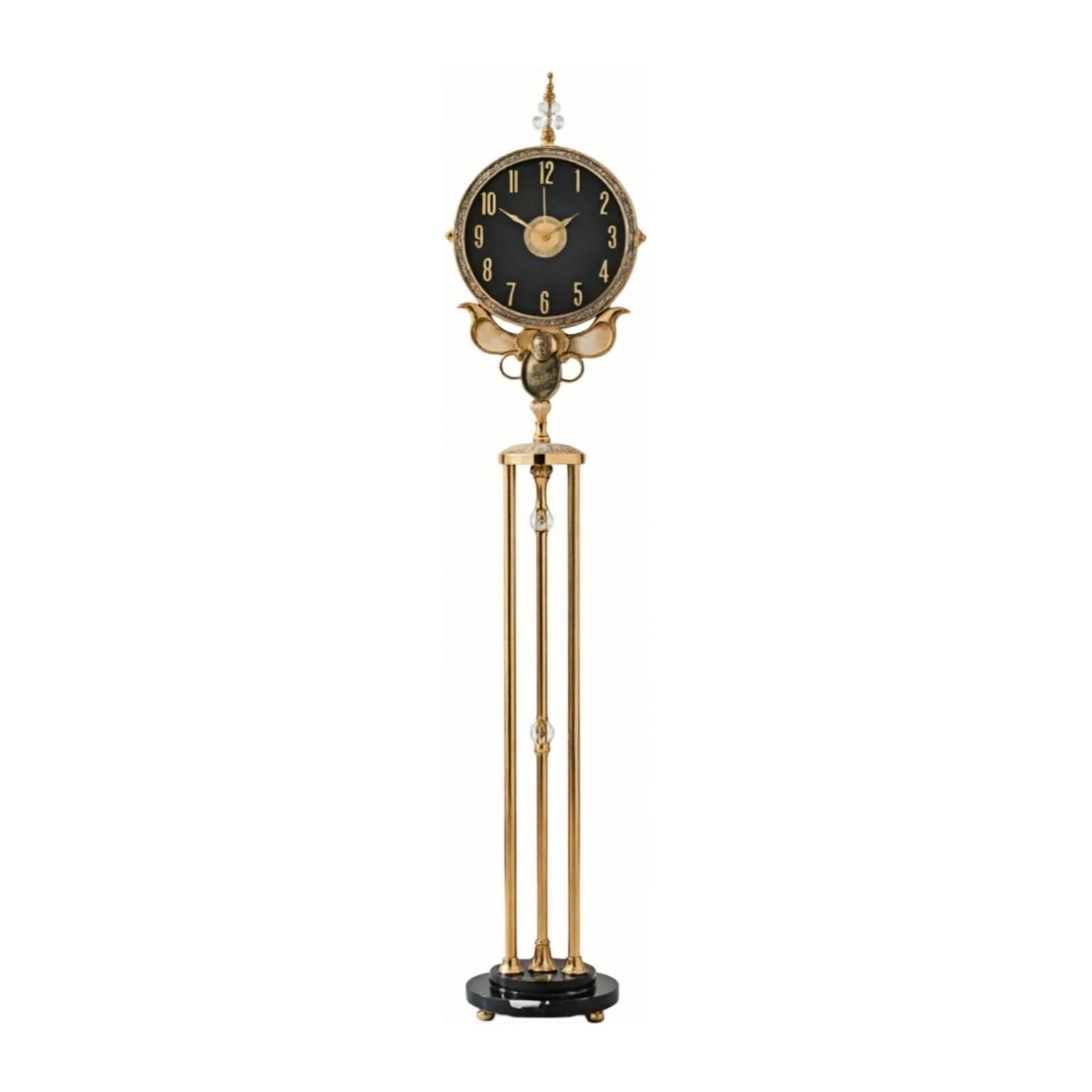 HLHLOP777 Grandfather Alarm Metal Floor Standing Clock Quartz Silent Base for Villa and Office Floor Clock(Black)