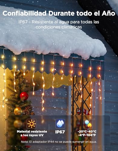 Miniatura 5 de Govee Luces De Carámbano, Rgbic Luces Exterior 10m, 400 Leds Guirnalda Luces Inteligentes Con 78 Modos Para Decoración De Hogar, Ip67 Impermeable, Compatibles Con Alexa Y Google Assistant