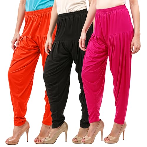 Image of Buy That Trendz Patiyala Pants for Women 3 Combo Patiyala Salwar Harem Viscose Bottoms Pants for Womens
