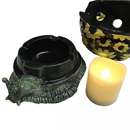 DHS-S Snail Outdoor Ashtray with Lid Decorative Cigeratte Ash Tray Unique Desk Gift for Home and Office