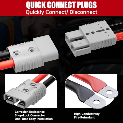 0 Gauge 30 FT Heavy Duty Jumper Cables for Car Battery, 1000Amp Quick Connect Booster Cables for Jump Starting Dead or Weak Batteries, Suitable for 8L Gas & 6L Diesel, Carrying Bag Included - Thumbnail 2