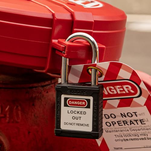 Image of Lockout Tagout Locks with 2 Master Keys|12-Pack Black OSHA Loto Lock|Keyed Different & Laser Coding|Lock Out Padlock Kits for Machinery & Electrical Panels