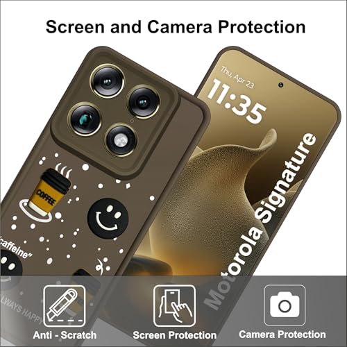 Image of SBMS Silicone Back Cover Case for Motorola Signature | Cute Fun 3D Cartoon, Coffee Design Silicone Case | Camera Protection Bump | Shockproof Back Cover Case for Moto Signature (Coffe Mug Brown)