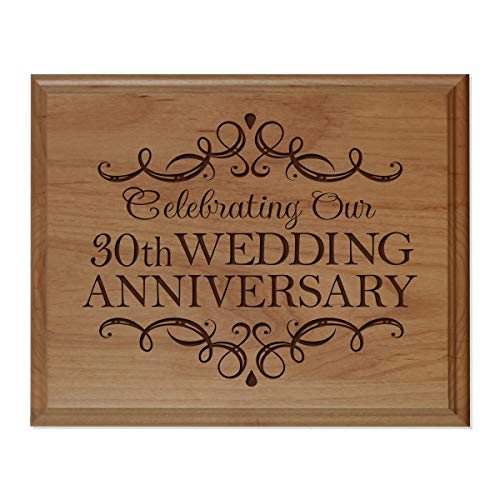 LifeSong Milestones 30th Wedding Anniversary Keepsake For Couple - Thirtieth Year Celebration For Husband and Wife 8“ x 10” Wall Plaque- 30 Year (Alder)