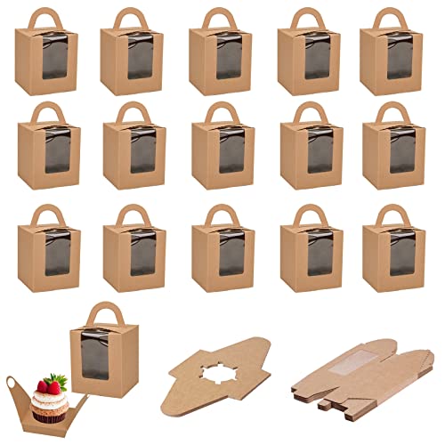 10/20/30 Pezzi Scatole Per Cupcake Singole Color Cachi, In Carta Con Inserto E Finestra Trasparente~p146676999
