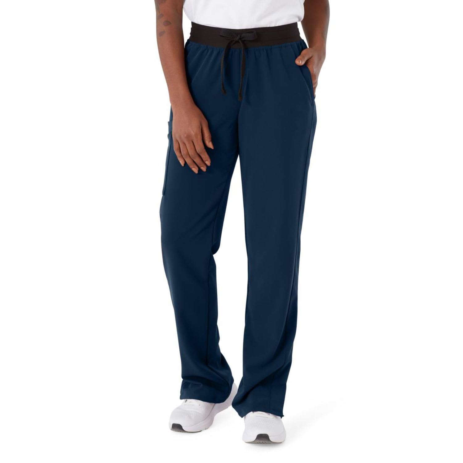 Women's Varick Six Pocket Midrise Straight Leg Scrub Pant in Navy, S Petite