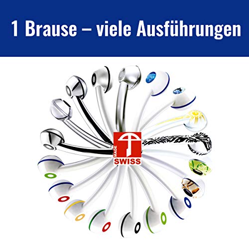 Handbrause SwissClima BLACK WOW! für Durchlauferhitzer und Duschende, die unter tiefem Wasserdruck leiden: kräftiger Strahl, druckerhöhend, hygienisch, kalkfrei, umweltschonende Eco-Verchromung