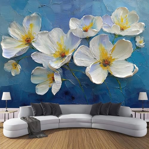Papel Pintado Pétalos Abstractos Pared 3D Papel Tapiz - Pesado Texturizado Floral Murales Tapiz Fotomural para Sala Cuarto Oficina Salón Tv Fondo Pared Dormitorio Decoración 150×105cm