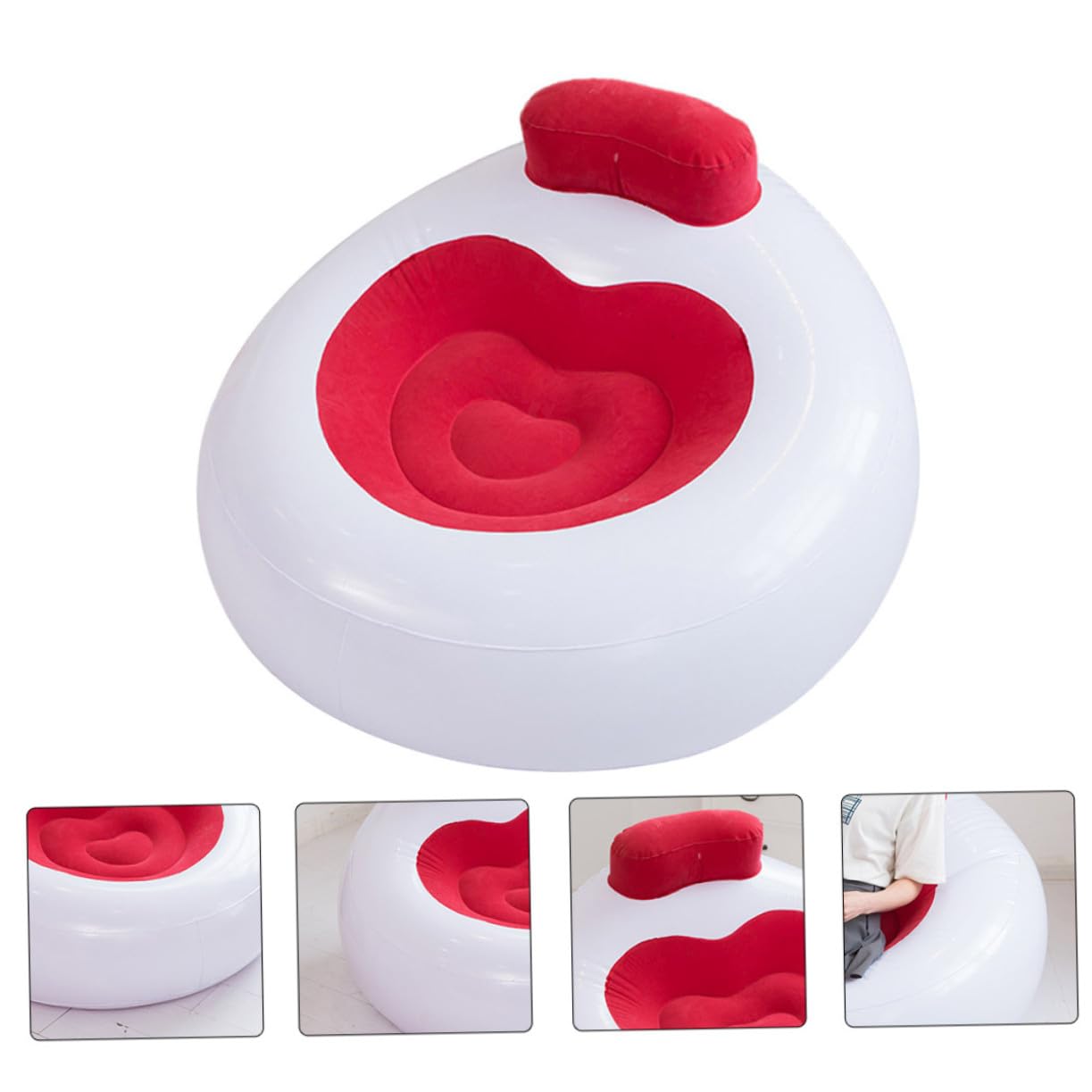 ORFOFE Sillón Inflable Portátil Rojo con Respaldo Plegable para Exteriores Ligero y Duradero para Camping Playa Festival y Parque