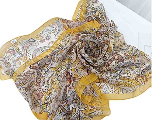Image of Pokeedioty Scarfs for Women Lightweight Scarves Elegant Floral Pattern Sheer Scarfs Shawls Wraps