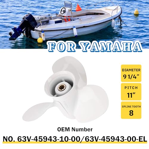 Image of 9 1 /4x11-J OEM Aluminum Alloy Boat Propeller for Yamaha 9.9HP 15HP Outboard Motor 63V-45943-10-00 63V-45943-00-EL 9.25x11 8 Spline Tooth