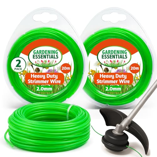 SOL 2pk Heavy Duty Strimmer Wire - 2mm Strong Cord - Universal Strimmer Line for Petrol & Electric Trimmers - 2pk x 20m