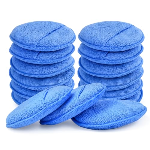SZTCECDM Microfiber Wax Applicator Pads, Car Wax Applicator with Finger Pocket, Buffing & Detail Polishing Foam Pads for Car Cleaning and Fine Polishing (5 inch, 12 Pack)