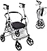 Przenośny wózek Rollator dla osób starszych, napęd medyczny wózek inwalidzki z koszem na zakupy, oparciem i poduszką, może załadować 150 kg składany wózek dla seniorów