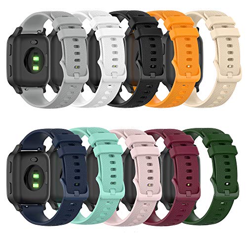 FitTurn Soft Colorful Silicone Watch Band Straps Compatible with Garmin Venu Sq Watch Replacement Quick Release Watch Bands Sport Strap Compatible with Garmin Venu Sq Smartwatch (TenColors)
