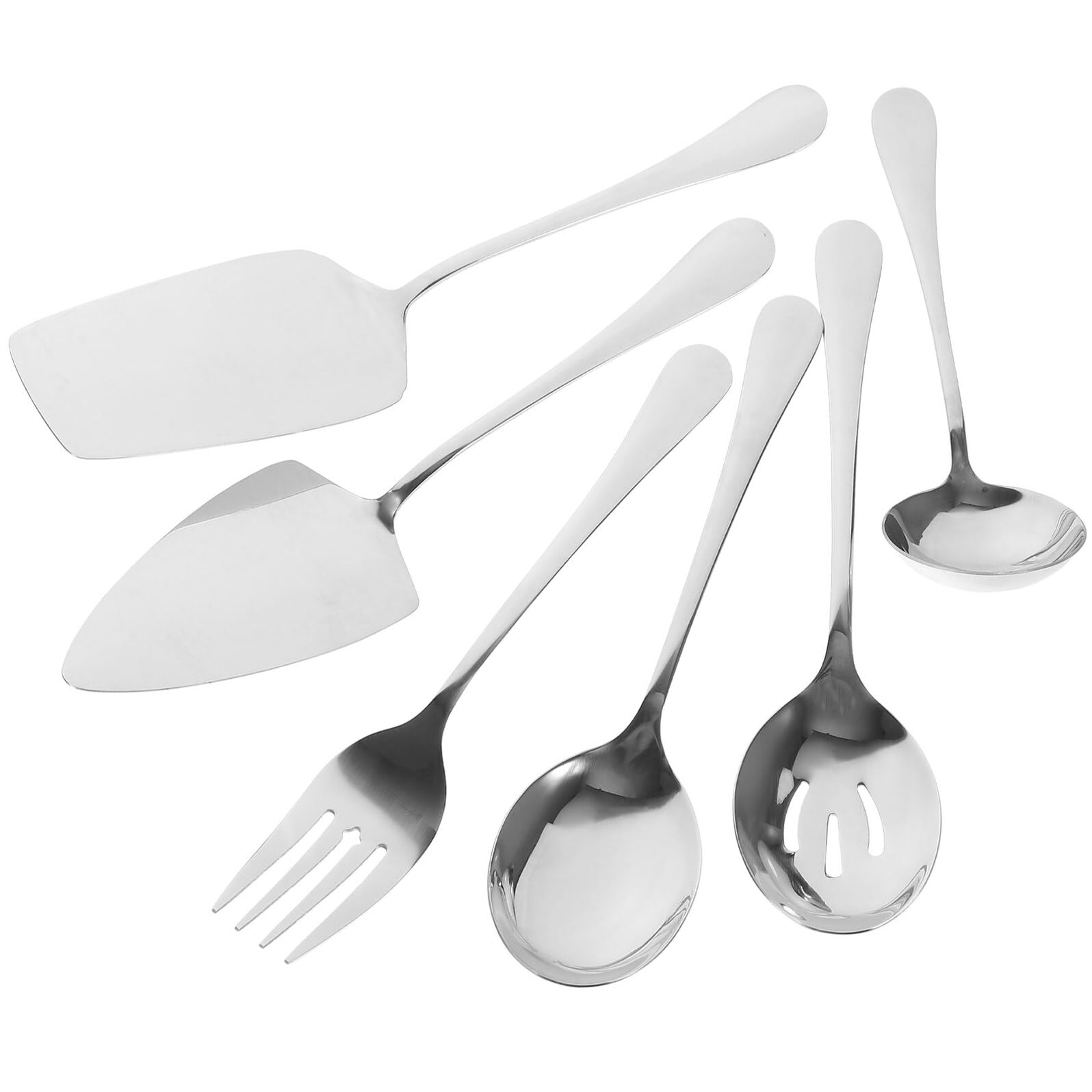 IMIKEYA 6 pièces Set de Couverts Acier Inoxydable Ustensiles de Service Robustes pour Buffet et Repas à Emporter Couverts de Table Ergonomiques pour Maison et Fêtes