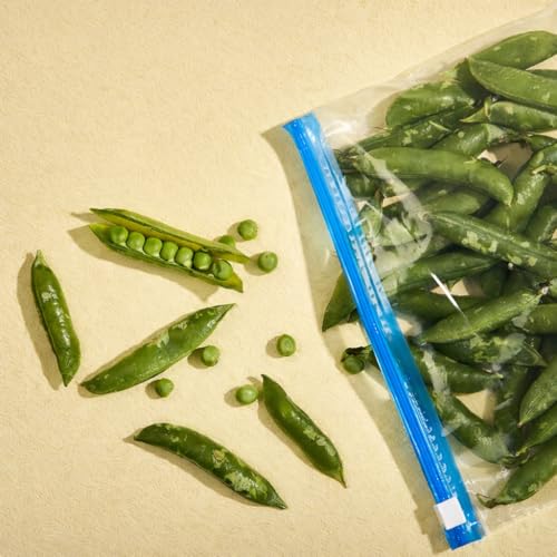 Image of Plastic Zip Lock Reusable Slider Zipper Transparent Bag For Food Storage,Fruit Vegetable Freeze Storage Pouch Bags, Ziplock Bags Best For Fridge Storage 9 x 10 inch (25, Blue) | Reusable