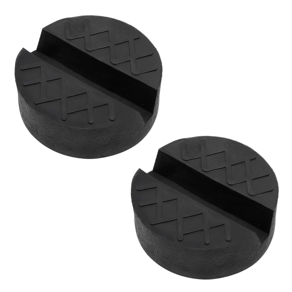 2 Piezas Bloque de Goma Redondo 65 mm Antideslizante Car Jack Pad, Goma Universal con Ranura para Hidráulico y Gato