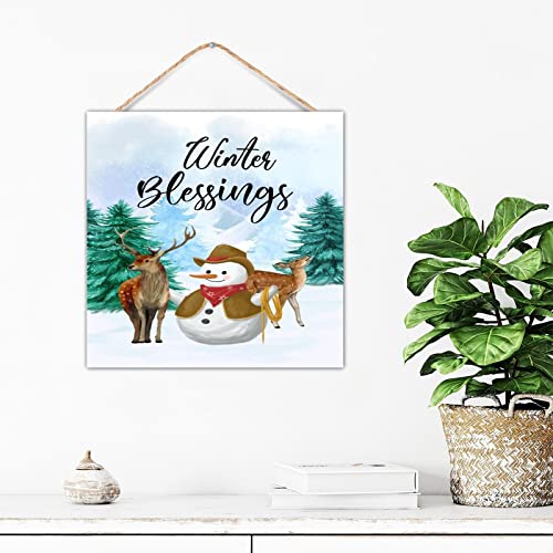 Décoration murale en bois Winter Blessings, l'esprit de famille