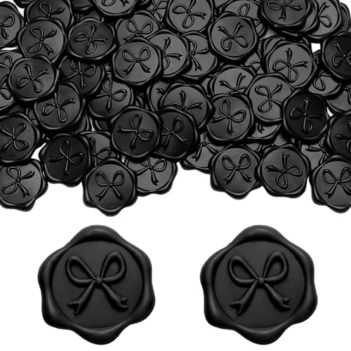 Autocollants 3D nœud en cire MotiMind noir pour invitation et carte x100