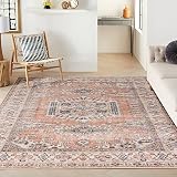 Valenrug Washable Rug 8x10 - Ultra-Thin Antique Collection Area Rug, Stain Resistant Rugs for Living