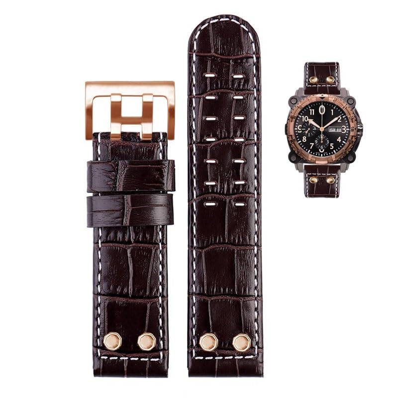 Bracelet montre cuir marron 22mm idéal pour restaurer le style aventurier de votre montre Khaki
