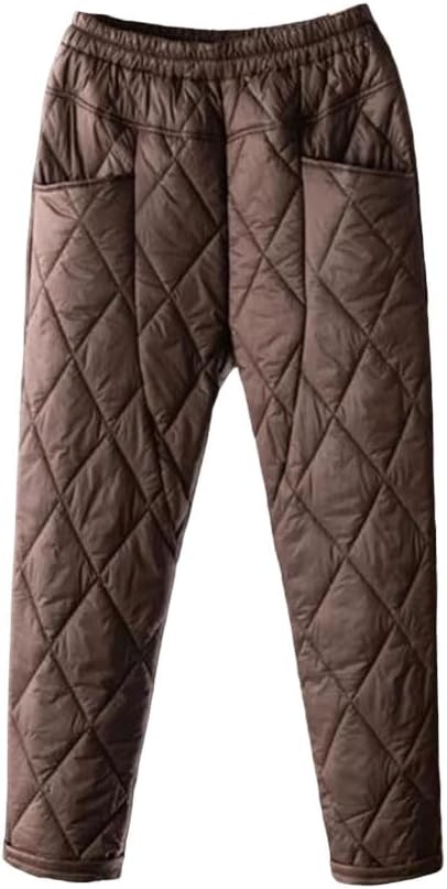 Women's Winter Thick Warm Harem Pants Slim Fit Plaid Padded Quilted Cotton Sweatpants